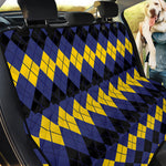 Black Yellow And Blue Argyle Print Pet Car Back Seat Cover