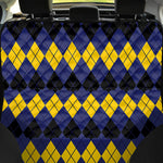 Black Yellow And Blue Argyle Print Pet Car Back Seat Cover