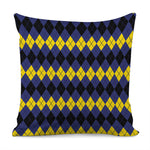 Black Yellow And Blue Argyle Print Pillow Cover