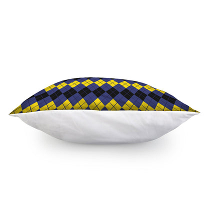 Black Yellow And Blue Argyle Print Pillow Cover