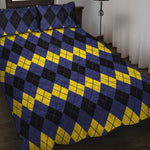 Black Yellow And Blue Argyle Print Quilt Bed Set