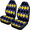 Black Yellow And Blue Argyle Print Universal Fit Car Seat Covers