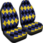 Black Yellow And Blue Argyle Print Universal Fit Car Seat Covers