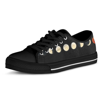 Blood Moon Lunar Phase Print Black Low Top Shoes 