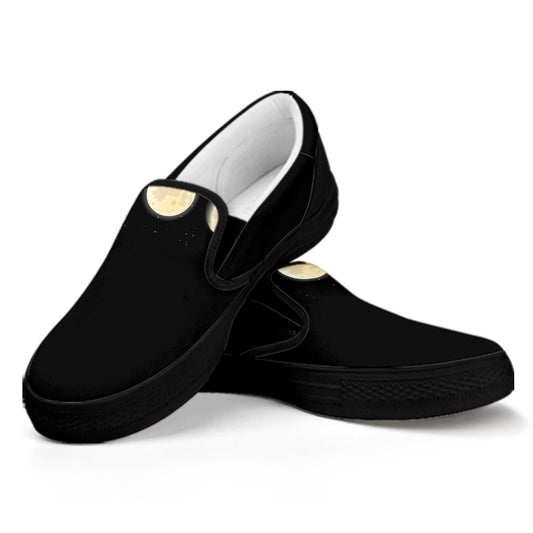Blood Moon Lunar Phase Print Black Slip On Shoes