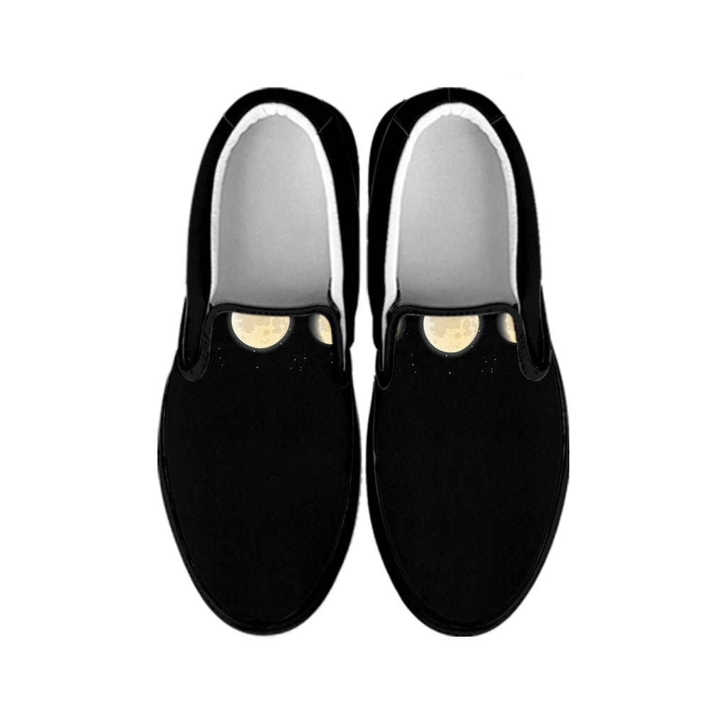 Blood Moon Lunar Phase Print Black Slip On Shoes