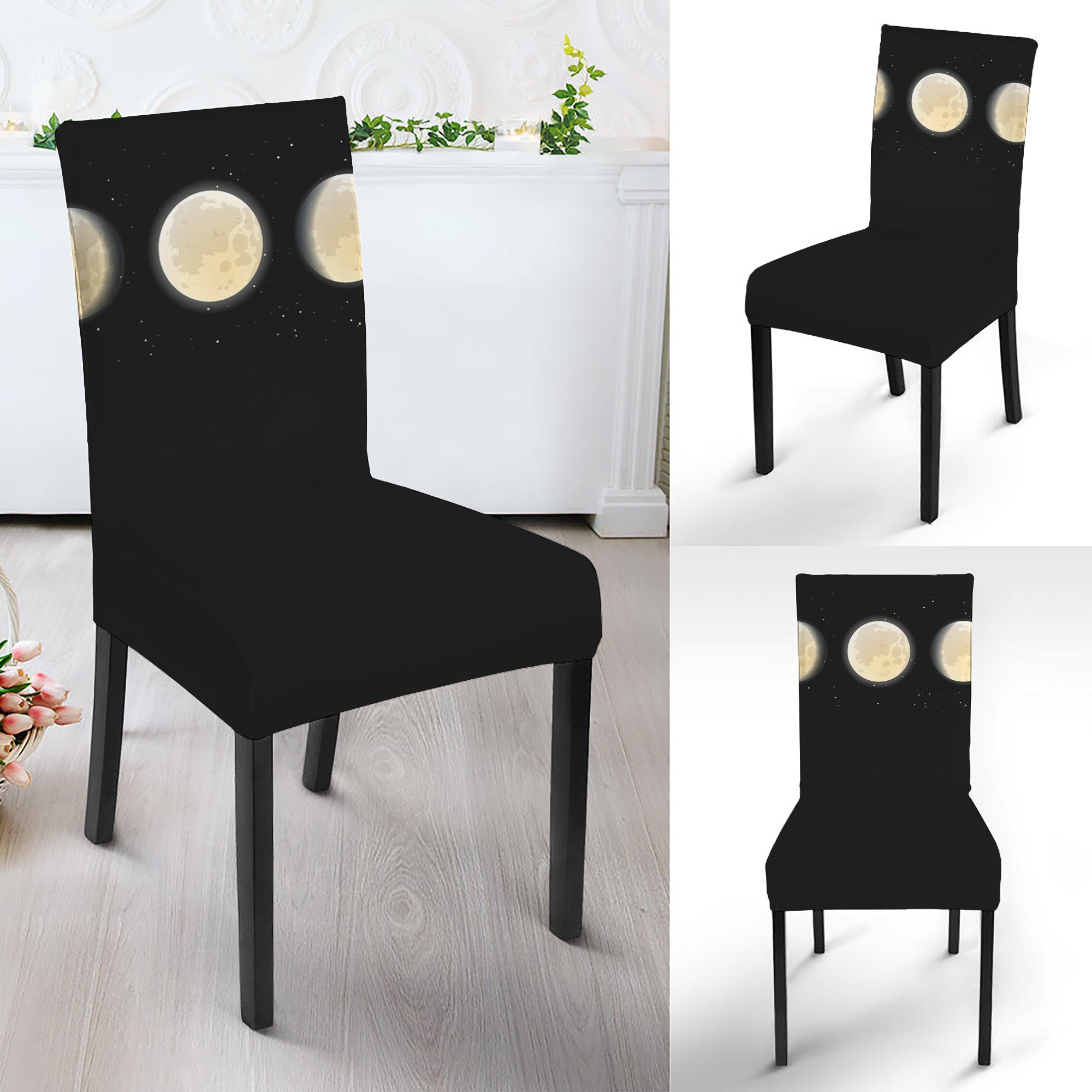 Blood Moon Lunar Phase Print Dining Chair Slipcover