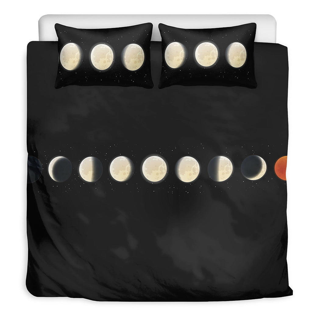 Blood Moon Lunar Phase Print Duvet Cover Bedding Set