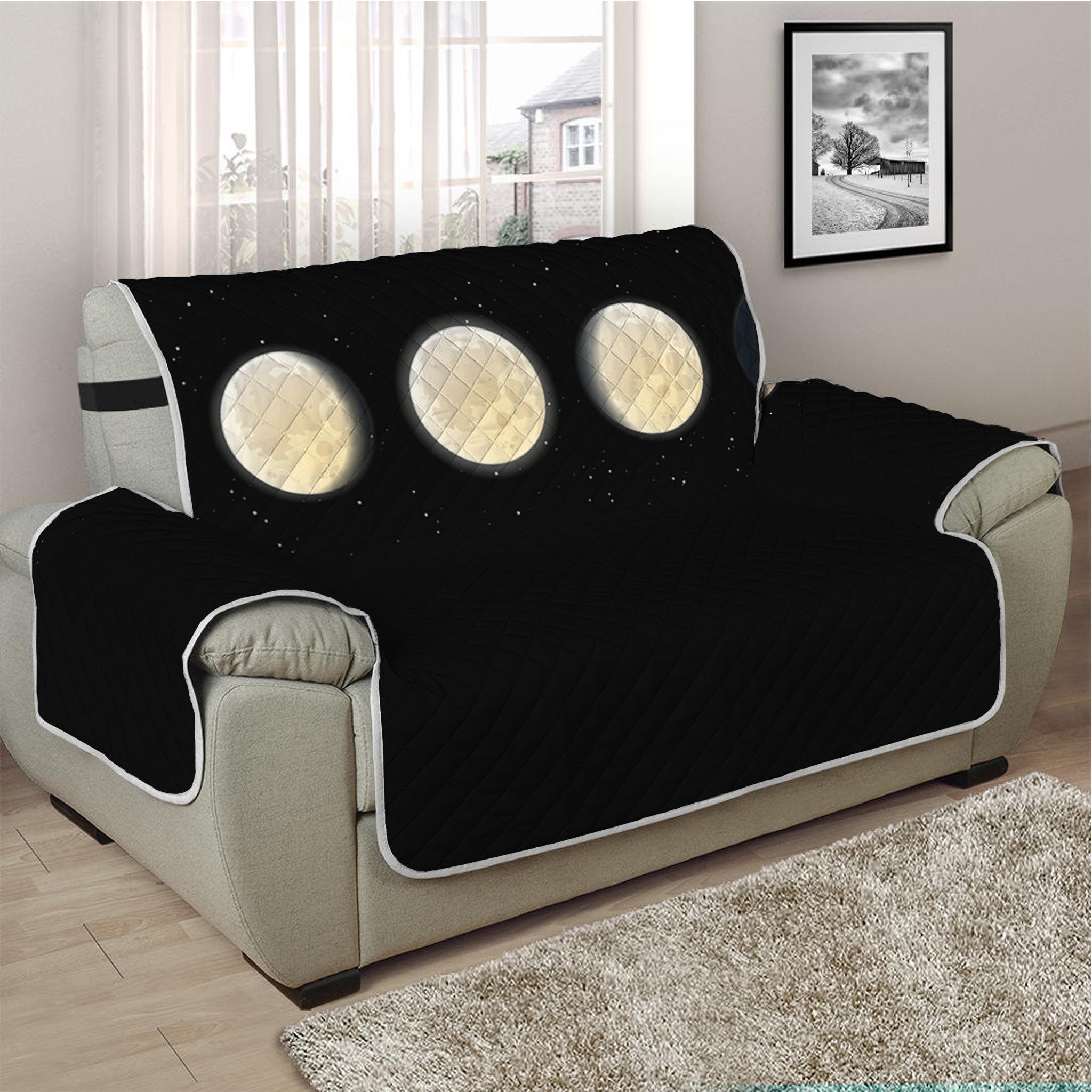 Blood Moon Lunar Phase Print Half Sofa Protector