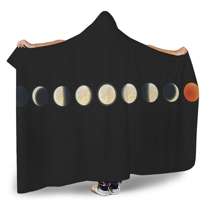 Blood Moon Lunar Phase Print Hooded Blanket