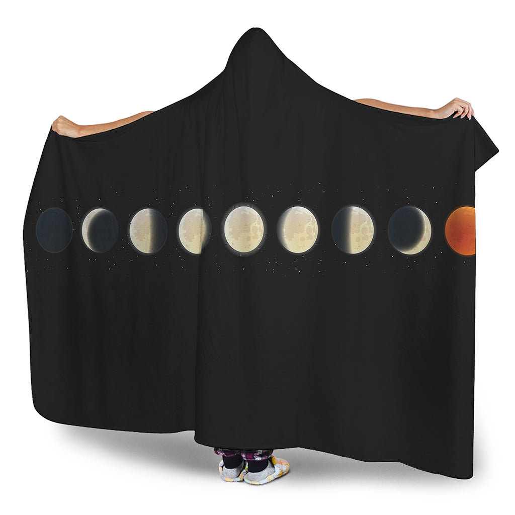 Blood Moon Lunar Phase Print Hooded Blanket