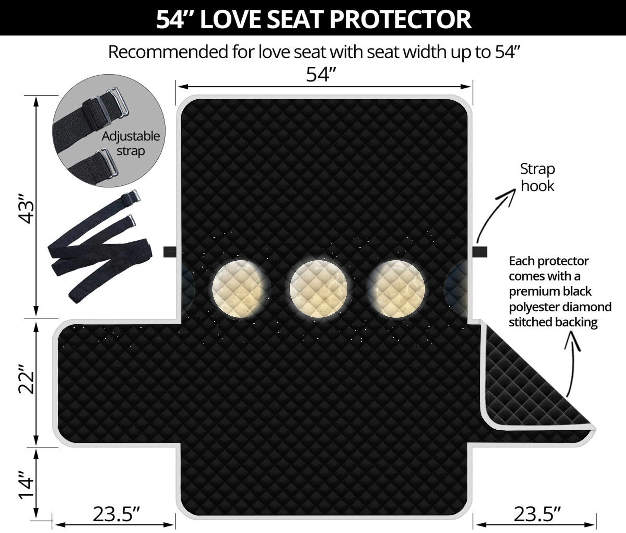 Blood Moon Lunar Phase Print Loveseat Protector