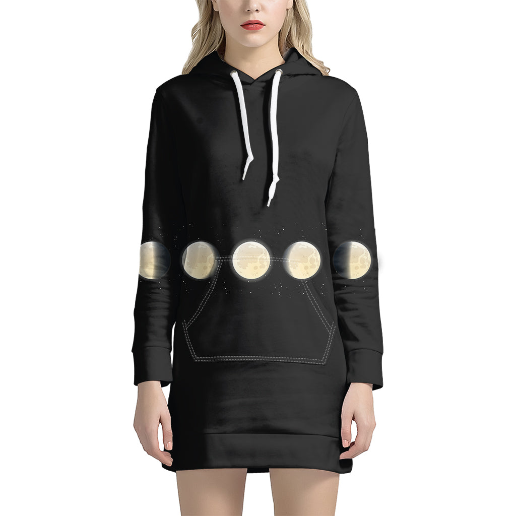 Blood Moon Lunar Phase Print Pullover Hoodie Dress