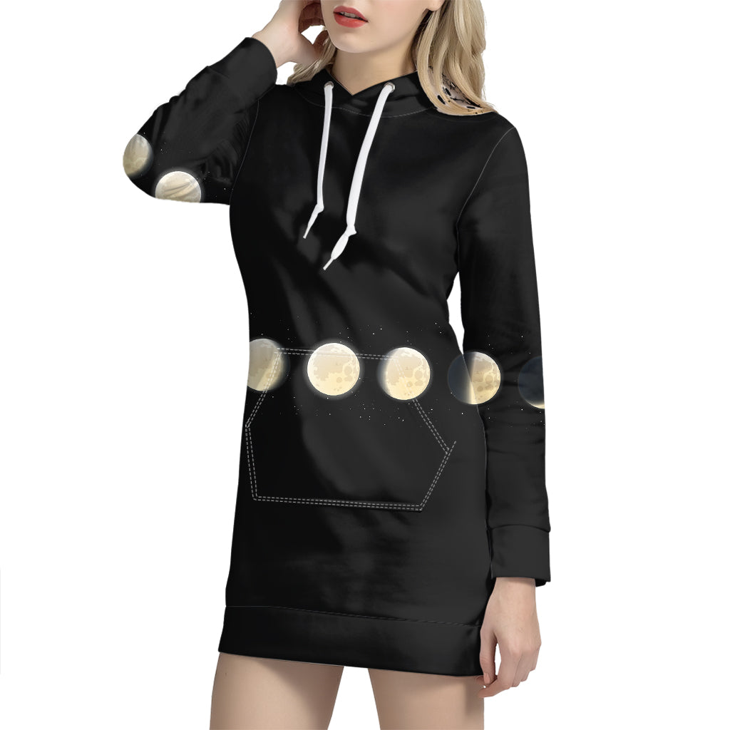 Blood Moon Lunar Phase Print Pullover Hoodie Dress