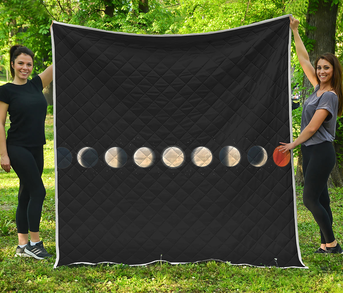Blood Moon Lunar Phase Print Quilt