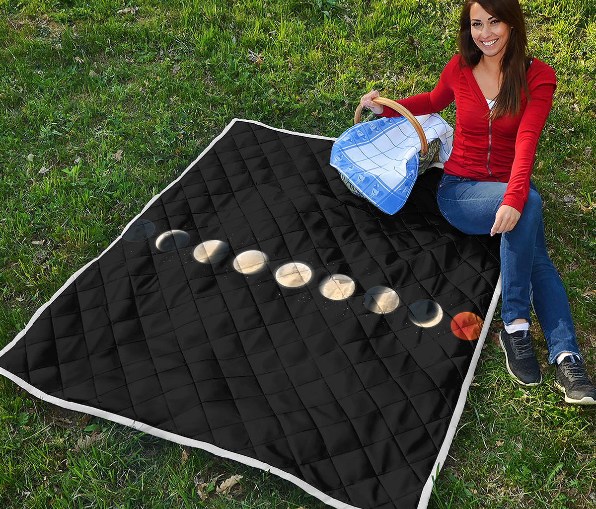Blood Moon Lunar Phase Print Quilt