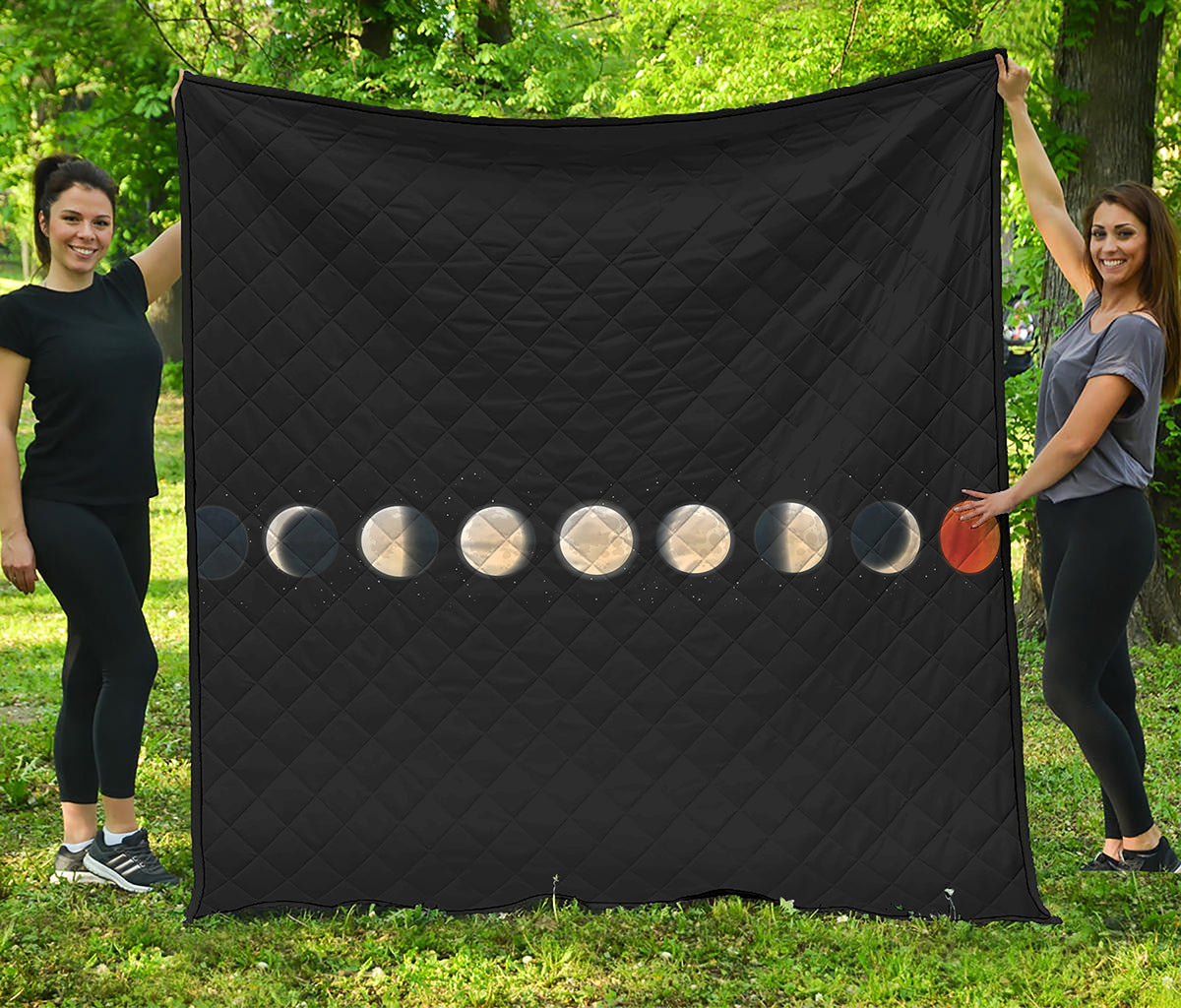 Blood Moon Lunar Phase Print Quilt