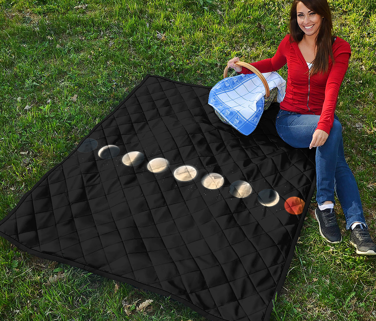 Blood Moon Lunar Phase Print Quilt