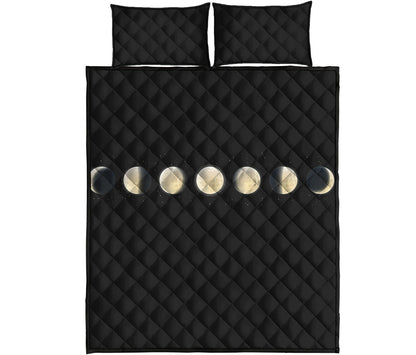 Blood Moon Lunar Phase Print Quilt Bed Set