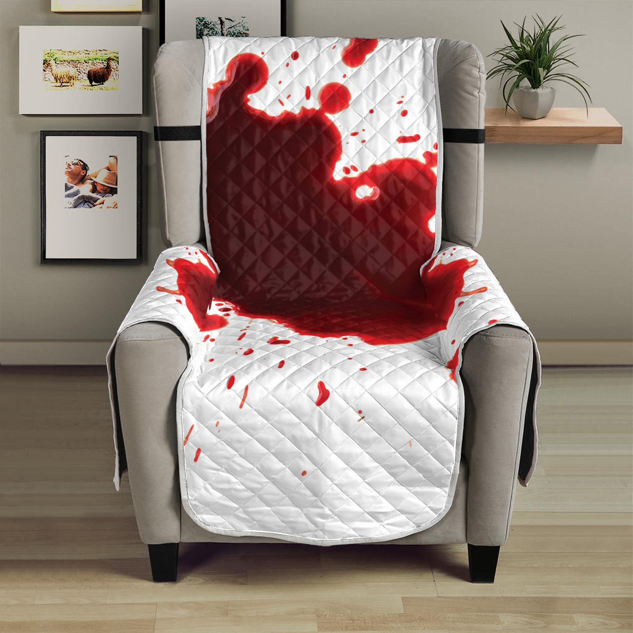 Blood Splashed Print Armchair Protector