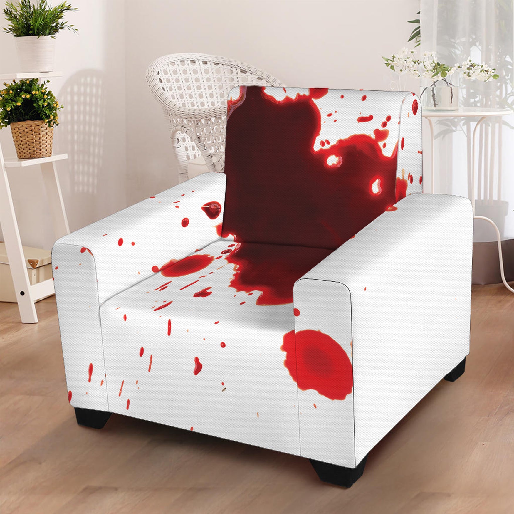 Blood Splashed Print Armchair Slipcover