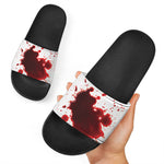 Blood Splashed Print Black Slide Sandals