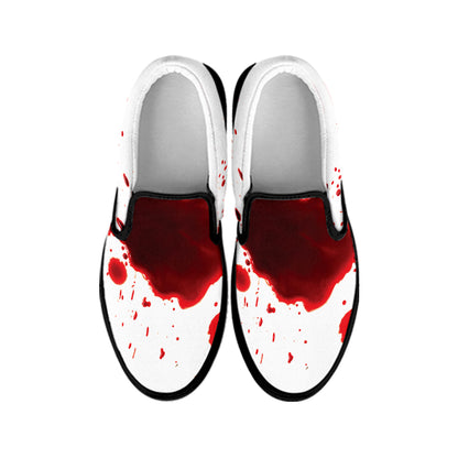 Blood Splashed Print Black Slip On Shoes