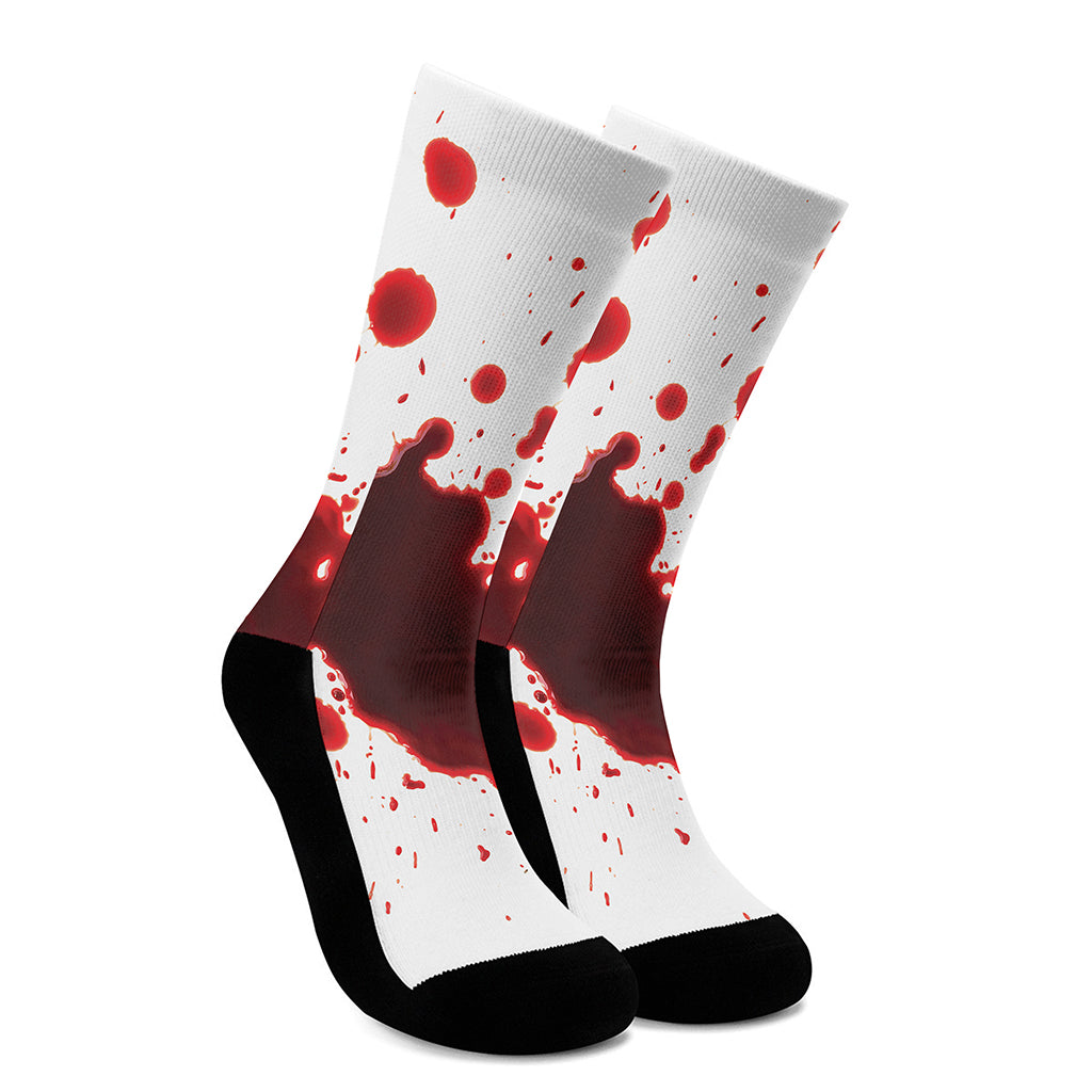 Blood Splashed Print Crew Socks