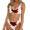 Blood Splashed Print Front Bow Tie Bikini