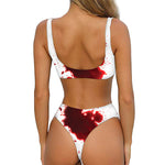 Blood Splashed Print Front Bow Tie Bikini