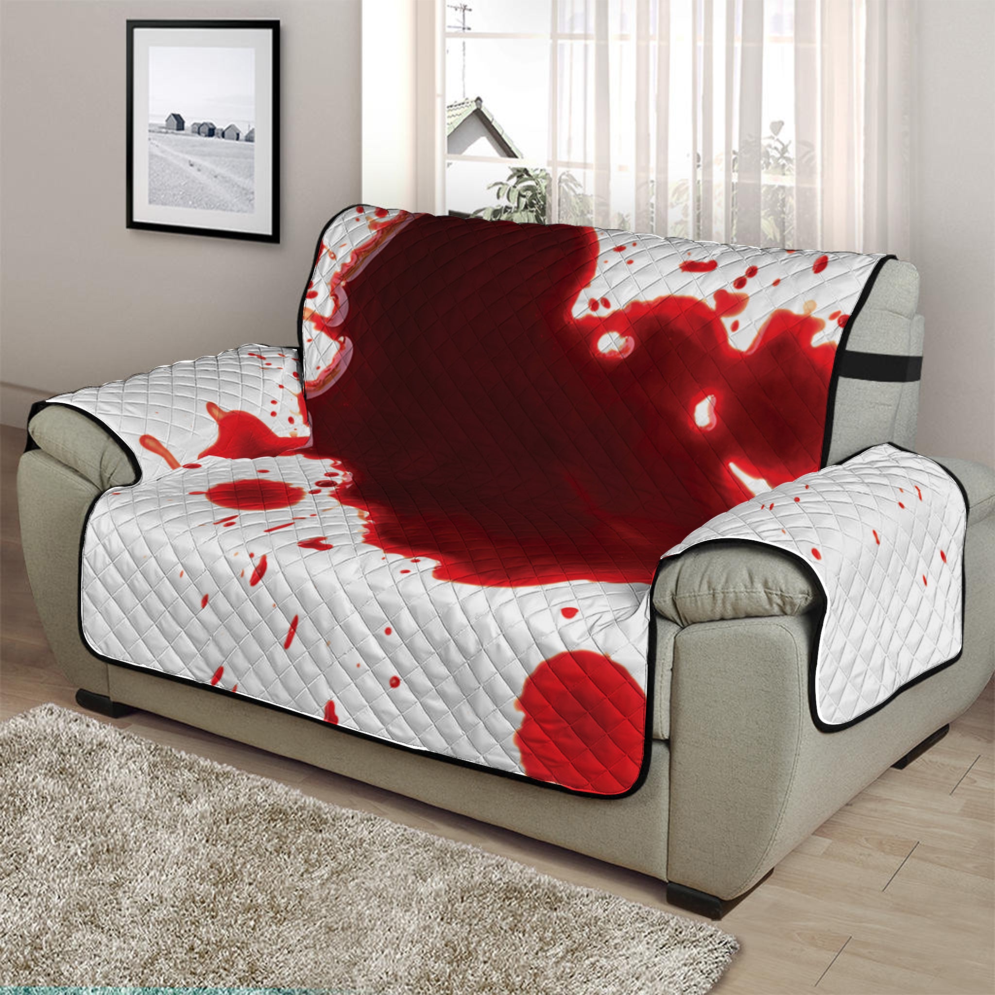 Blood Splashed Print Half Sofa Protector