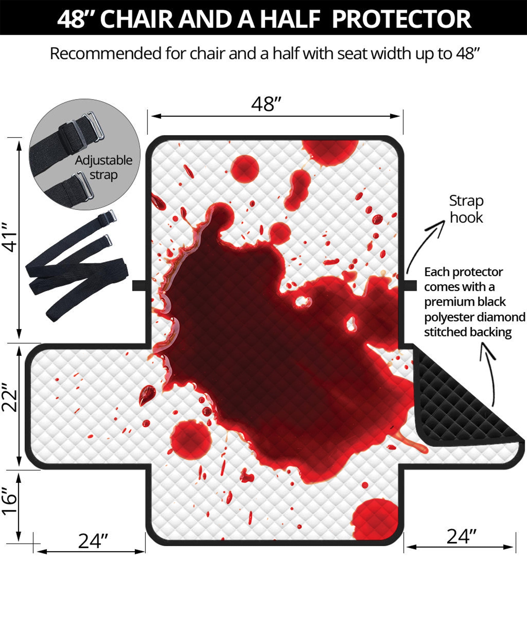 Blood Splashed Print Half Sofa Protector