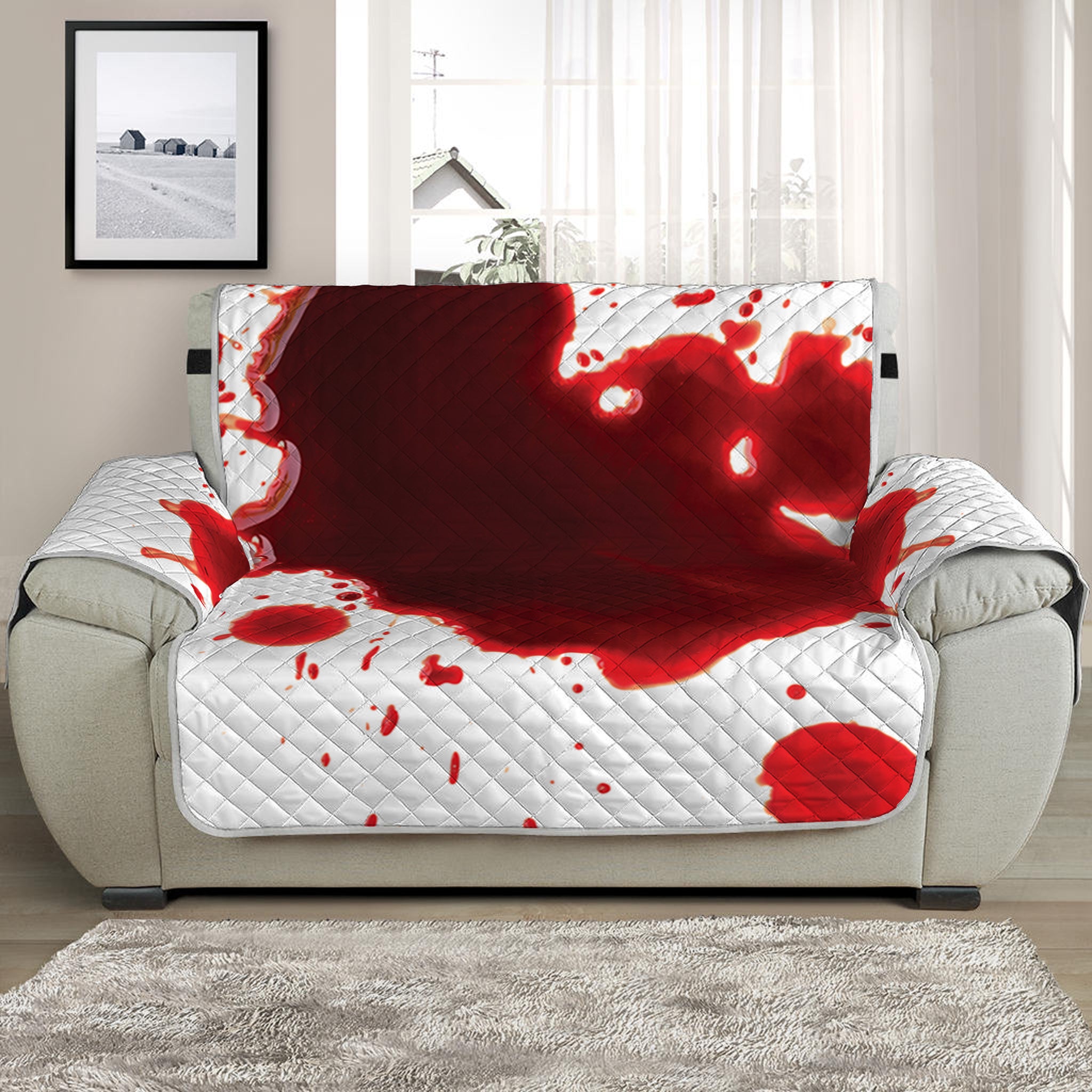 Blood Splashed Print Half Sofa Protector