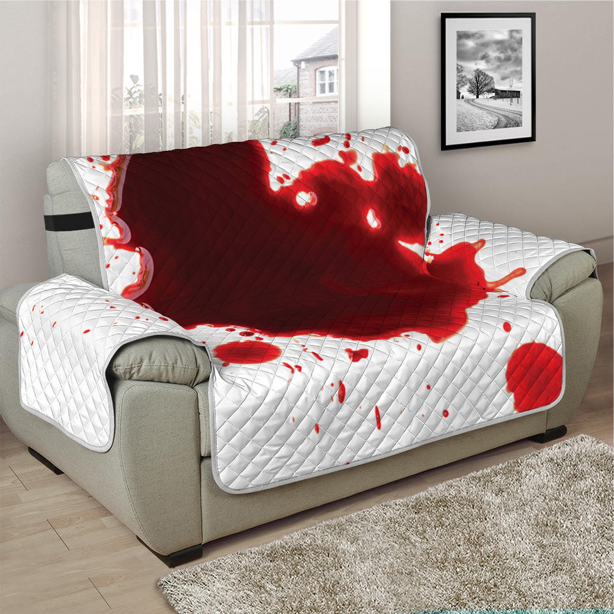 Blood Splashed Print Half Sofa Protector