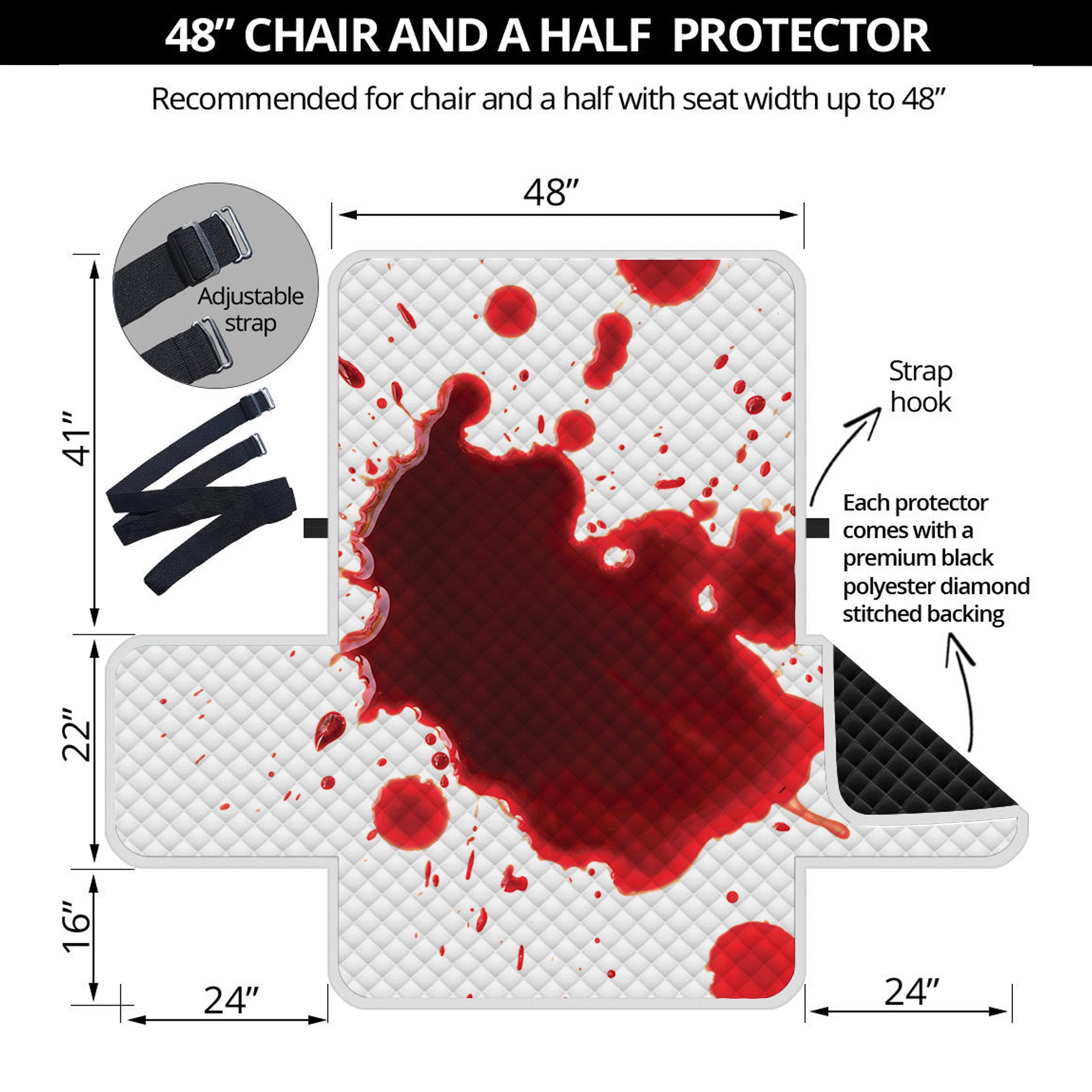 Blood Splashed Print Half Sofa Protector