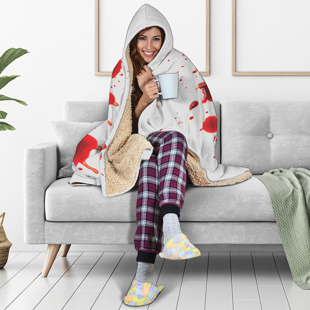Blood Splashed Print Hooded Blanket