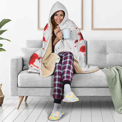 Blood Splashed Print Hooded Blanket