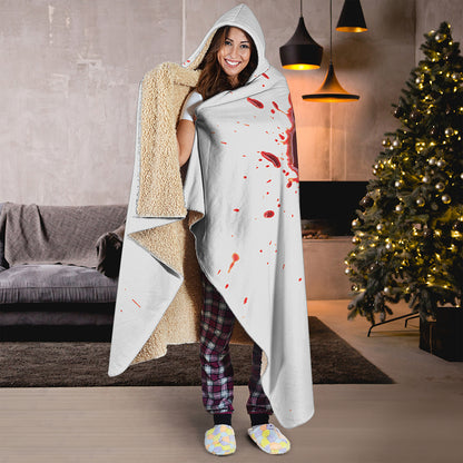 Blood Splashed Print Hooded Blanket