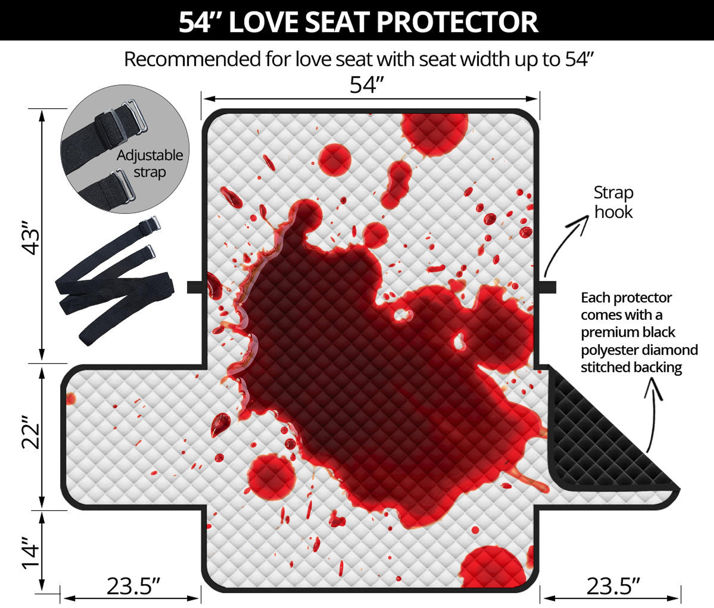 Blood Splashed Print Loveseat Protector