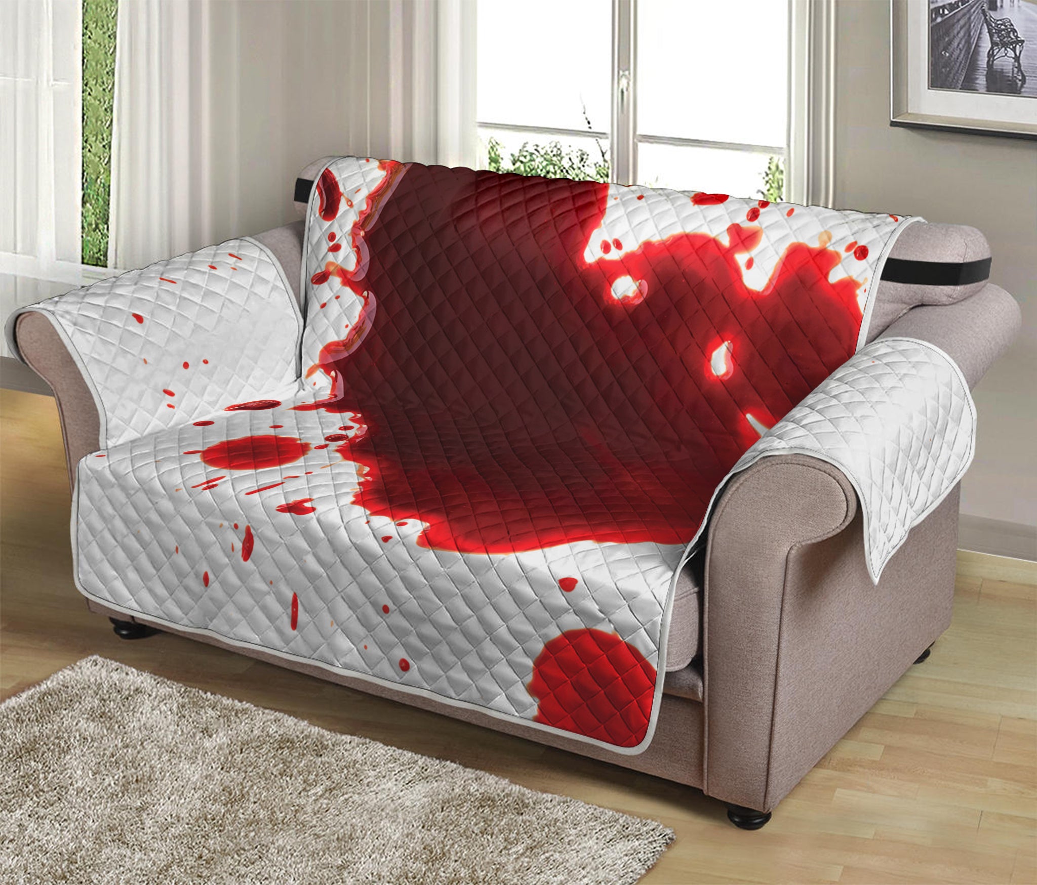 Blood Splashed Print Loveseat Protector