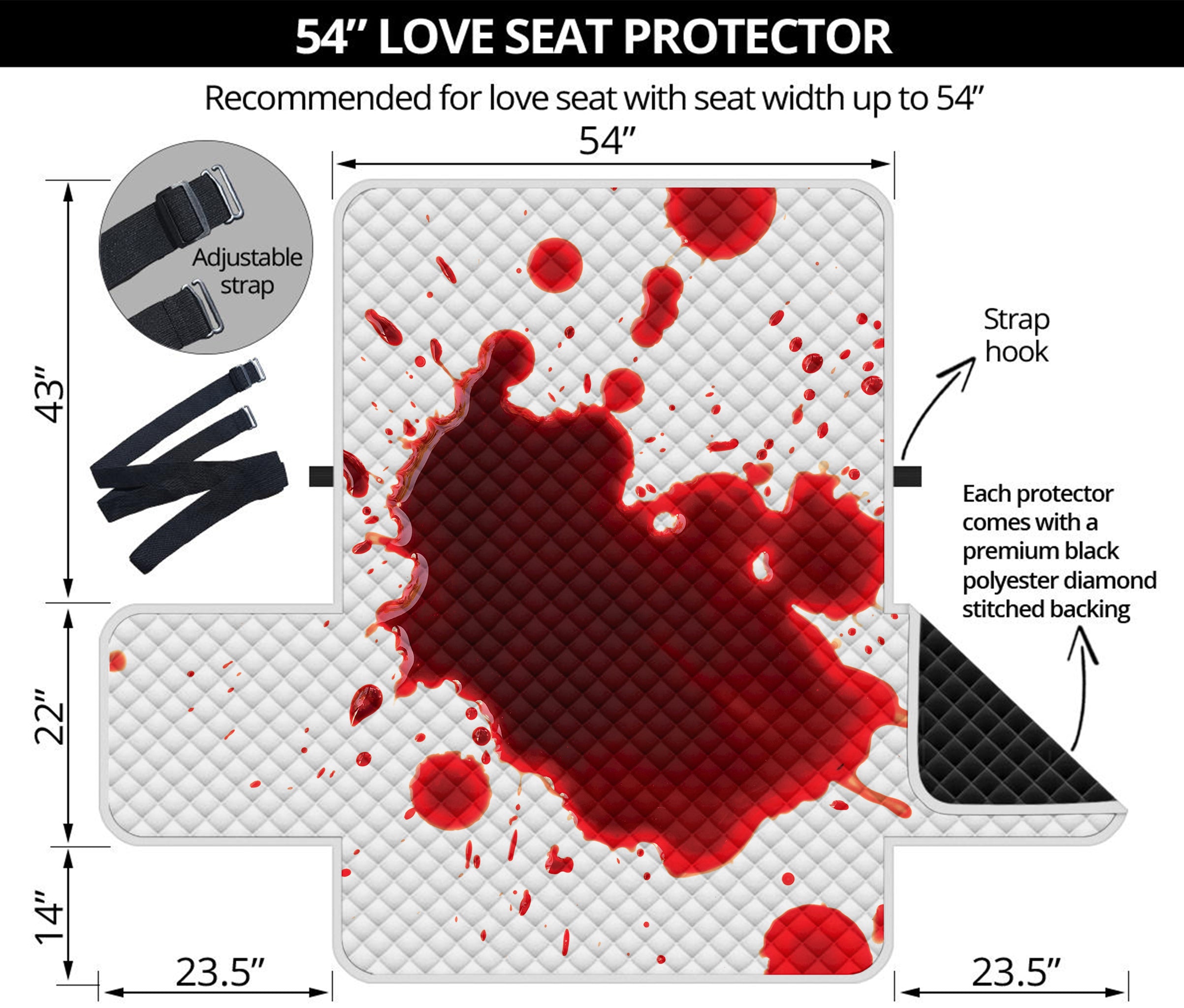 Blood Splashed Print Loveseat Protector