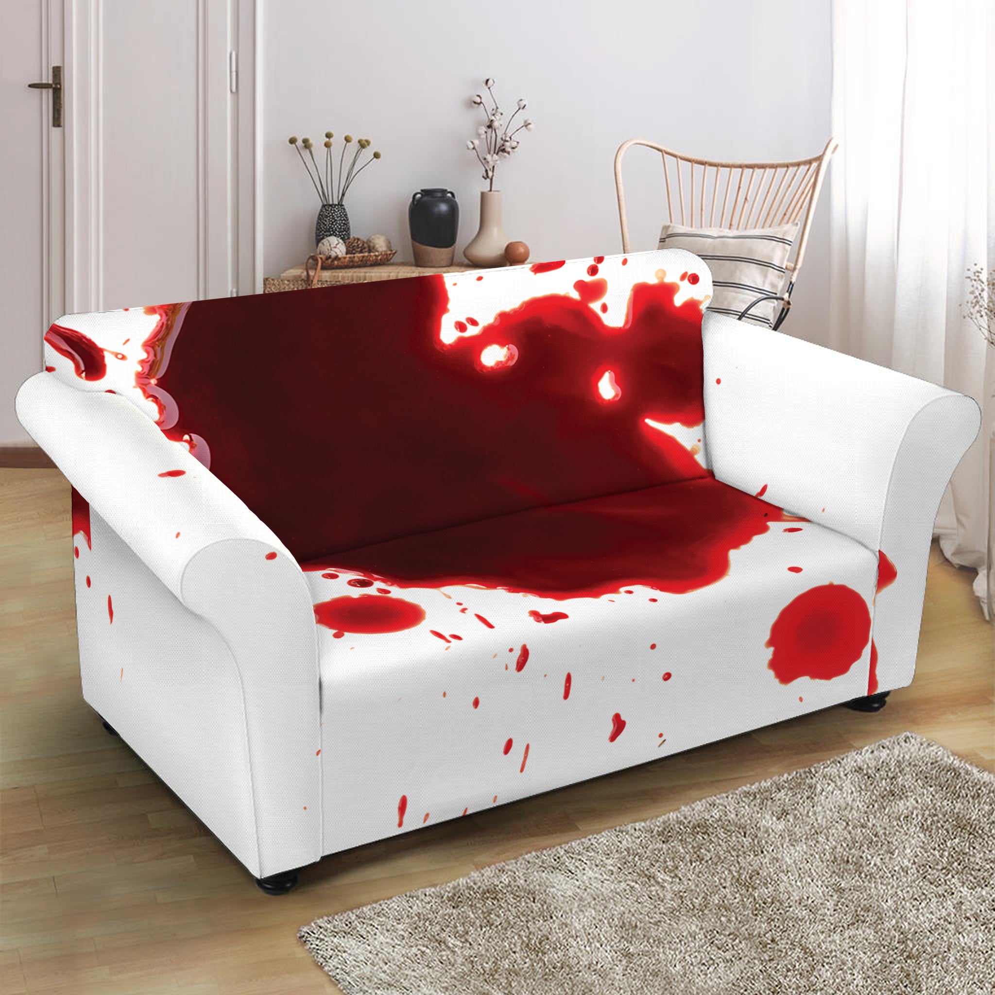 Blood Splashed Print Loveseat Slipcover