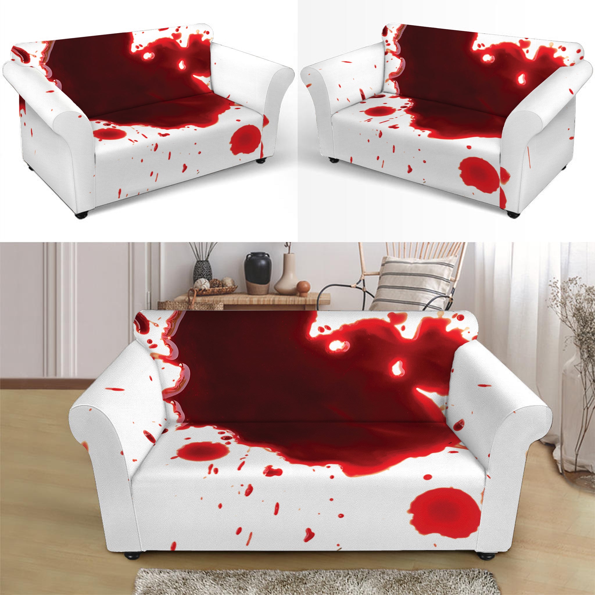 Blood Splashed Print Loveseat Slipcover