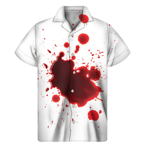 Blood Splashed Print Men's Short Sleeve Shirt