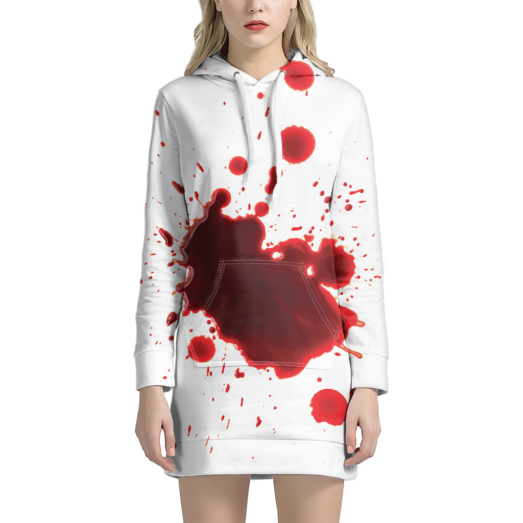 Blood Splashed Print Pullover Hoodie Dress