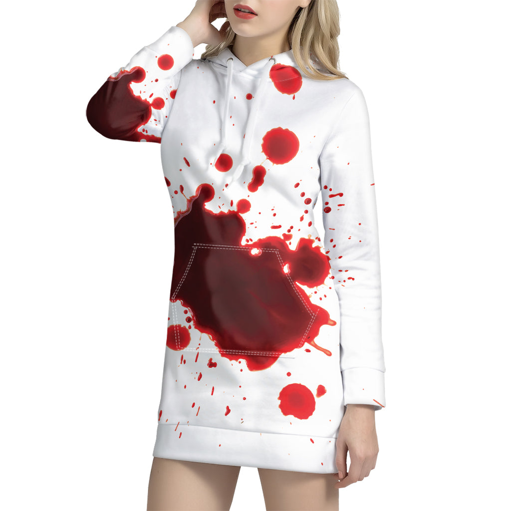 Blood Splashed Print Pullover Hoodie Dress