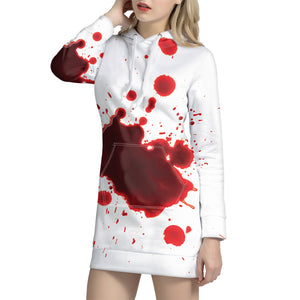 Blood Splashed Print Pullover Hoodie Dress