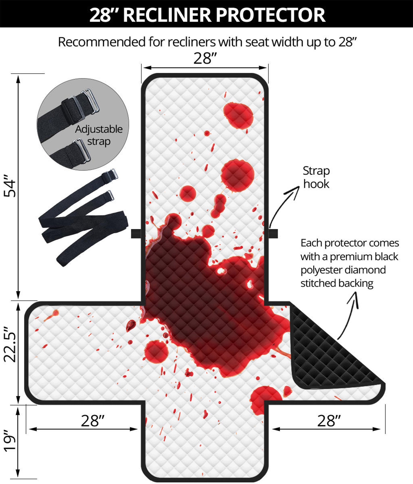 Blood Splashed Print Recliner Protector