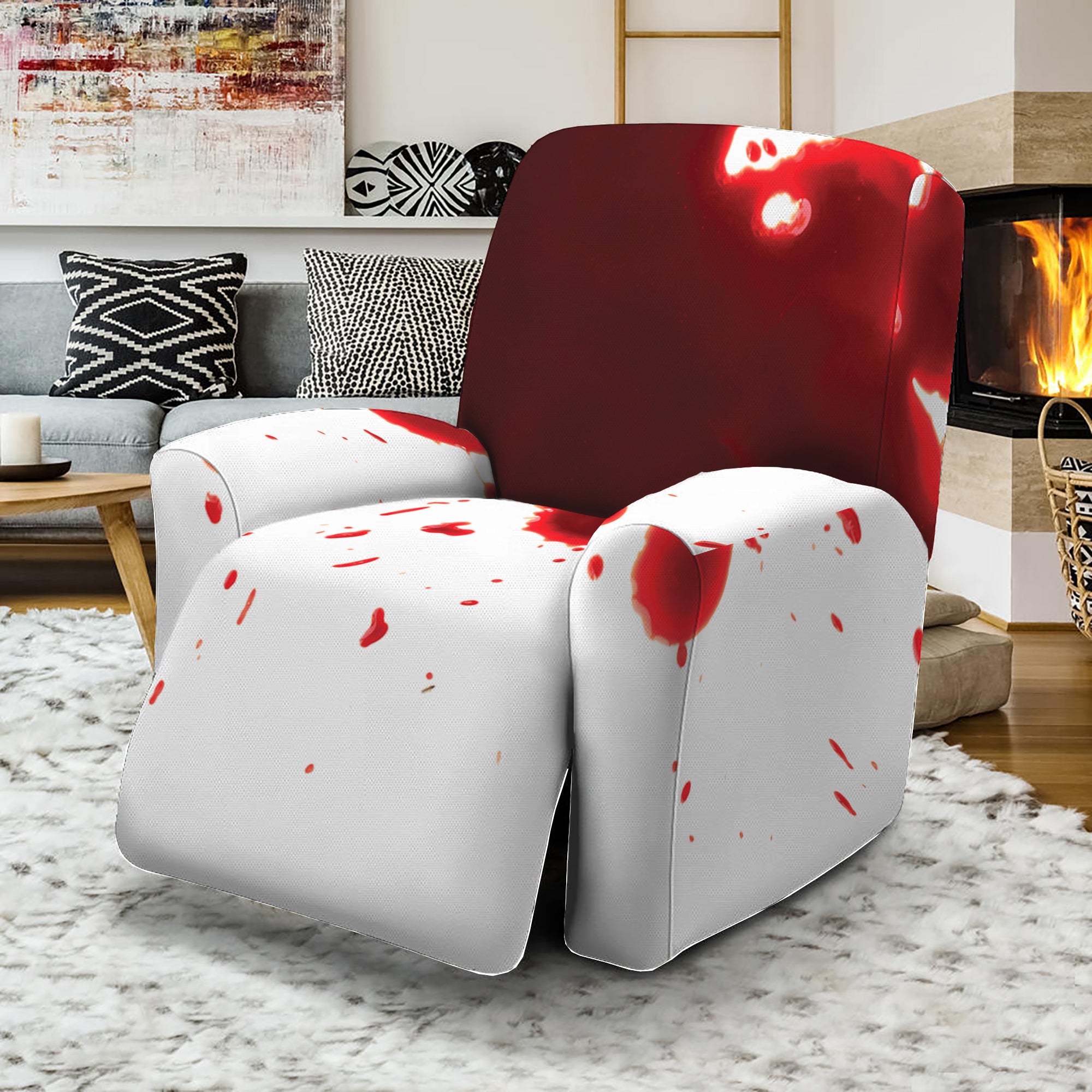 Blood Splashed Print Recliner Slipcover