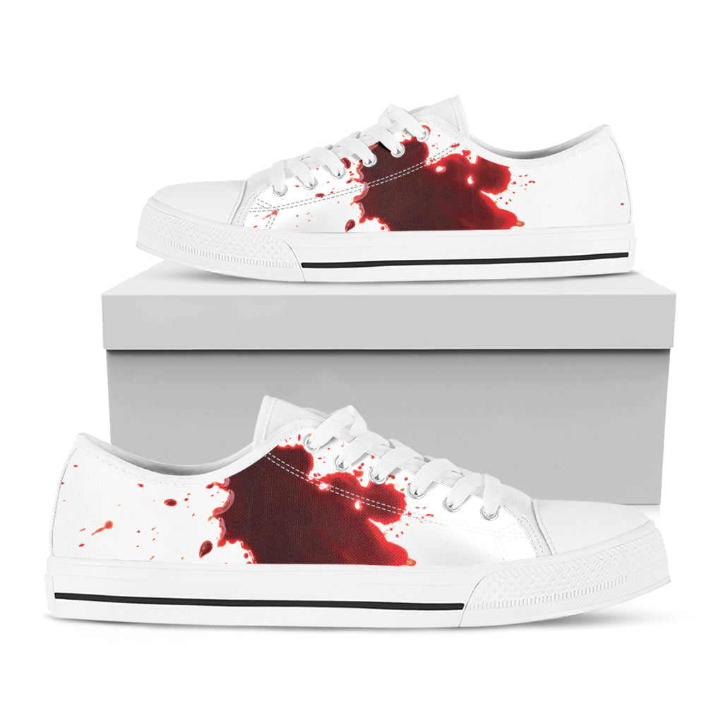 Blood Splashed Print White Low Top Shoes